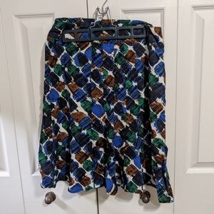 Cleo Blue Green Skater Skirt Casual Resort Wear